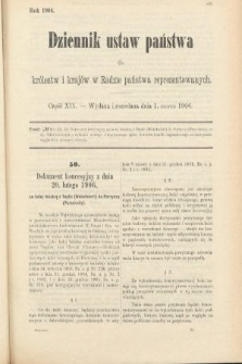 Dziennik Ustaw Państwa dla Królestw i Krajów w Radzie Państwa Reprezentowanych. 1906, cz. 19