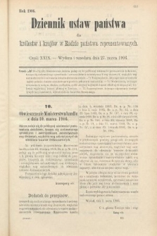 Dziennik Ustaw Państwa dla Królestw i Krajów w Radzie Państwa Reprezentowanych. 1906, cz. 29