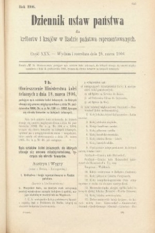 Dziennik Ustaw Państwa dla Królestw i Krajów w Radzie Państwa Reprezentowanych. 1906, cz. 30