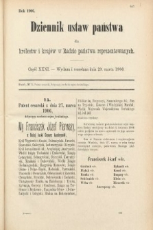 Dziennik Ustaw Państwa dla Królestw i Krajów w Radzie Państwa Reprezentowanych. 1906, cz. 31