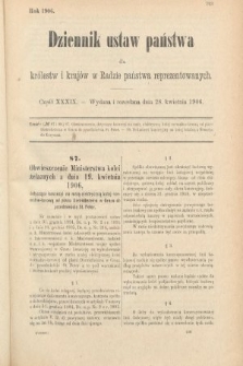Dziennik Ustaw Państwa dla Królestw i Krajów w Radzie Państwa Reprezentowanych. 1906, cz. 39
