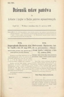 Dziennik Ustaw Państwa dla Królestw i Krajów w Radzie Państwa Reprezentowanych. 1906, cz. 51