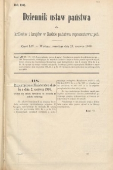 Dziennik Ustaw Państwa dla Królestw i Krajów w Radzie Państwa Reprezentowanych. 1906, cz. 54