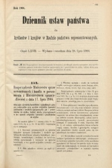 Dziennik Ustaw Państwa dla Królestw i Krajów w Radzie Państwa Reprezentowanych. 1906, cz. 67
