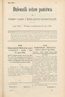 Dziennik Ustaw Państwa dla Królestw i Krajów w Radzie Państwa Reprezentowanych. 1906, cz. 70