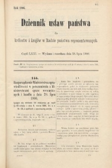 Dziennik Ustaw Państwa dla Królestw i Krajów w Radzie Państwa Reprezentowanych. 1906, cz. 71