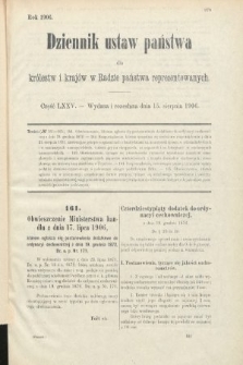 Dziennik Ustaw Państwa dla Królestw i Krajów w Radzie Państwa Reprezentowanych. 1906, cz. 75