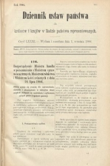 Dziennik Ustaw Państwa dla Królestw i Krajów w Radzie Państwa Reprezentowanych. 1906, cz. 81