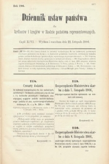 Dziennik Ustaw Państwa dla Królestw i Krajów w Radzie Państwa Reprezentowanych. 1906, cz. 96