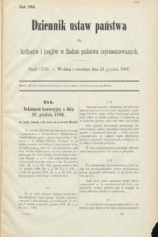 Dziennik Ustaw Państwa dla Królestw i Krajów w Radzie Państwa Reprezentowanych. 1906, cz. 108