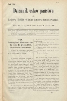 Dziennik Ustaw Państwa dla Królestw i Krajów w Radzie Państwa Reprezentowanych. 1906, cz. 112