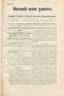 Dziennik Ustaw Państwa dla Królestw i Krajów w Radzie Państwa Reprezentowanych. 1910, cz. 45
