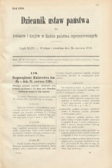 Dziennik Ustaw Państwa dla Królestw i Krajów w Radzie Państwa Reprezentowanych. 1910, cz. 46