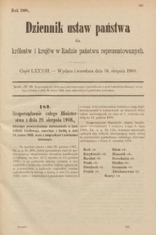 Dziennik Ustaw Państwa dla Królestw i Krajów w Radzie Państwa Reprezentowanych. 1908, cz. 83