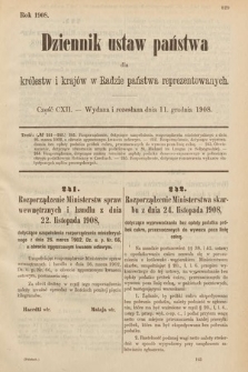 Dziennik Ustaw Państwa dla Królestw i Krajów w Radzie Państwa Reprezentowanych. 1908, cz. 112