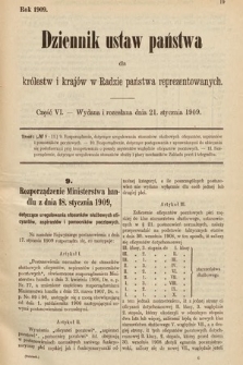 Dziennik Ustaw Państwa dla Królestw i Krajów w Radzie Państwa Reprezentowanych. 1909, cz. 6