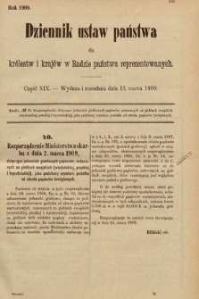 Dziennik Ustaw Państwa dla Królestw i Krajów w Radzie Państwa Reprezentowanych. 1909, cz. 19