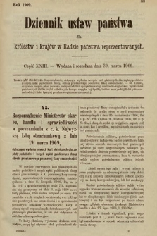Dziennik Ustaw Państwa dla Królestw i Krajów w Radzie Państwa Reprezentowanych. 1909, cz. 23