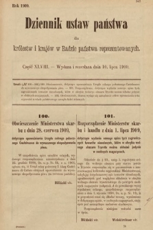 Dziennik Ustaw Państwa dla Królestw i Krajów w Radzie Państwa Reprezentowanych. 1909, cz. 48