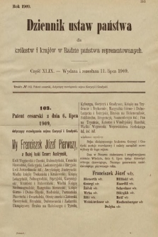 Dziennik Ustaw Państwa dla Królestw i Krajów w Radzie Państwa Reprezentowanych. 1909, cz. 49