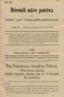 Dziennik Ustaw Państwa dla Królestw i Krajów w Radzie Państwa Reprezentowanych. 1909, cz. 52