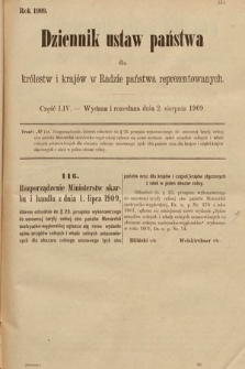 Dziennik Ustaw Państwa dla Królestw i Krajów w Radzie Państwa Reprezentowanych. 1909, cz. 54