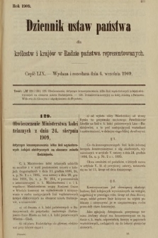Dziennik Ustaw Państwa dla Królestw i Krajów w Radzie Państwa Reprezentowanych. 1909, cz. 59