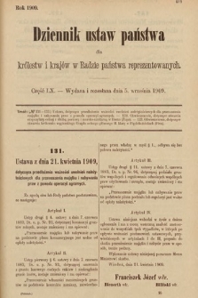 Dziennik Ustaw Państwa dla Królestw i Krajów w Radzie Państwa Reprezentowanych. 1909, cz. 60