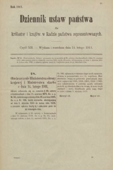 Dziennik Ustaw Państwa dla Królestw i Krajów w Radzie Państwa Reprezentowanych. 1911, cz. 12