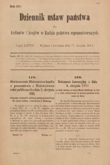 Dziennik Ustaw Państwa dla Królestw i Krajów w Radzie Państwa Reprezentowanych. 1911, cz. 68