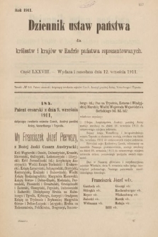 Dziennik Ustaw Państwa dla Królestw i Krajów w Radzie Państwa Reprezentowanych. 1911, cz. 78