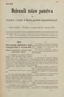 Dziennik Ustaw Państwa dla Królestw i Krajów w Radzie Państwa Reprezentowanych. 1911, cz. 82