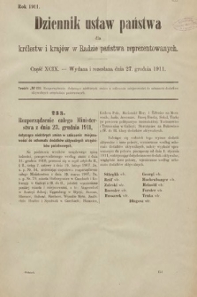 Dziennik Ustaw Państwa dla Królestw i Krajów w Radzie Państwa Reprezentowanych. 1911, cz. 99
