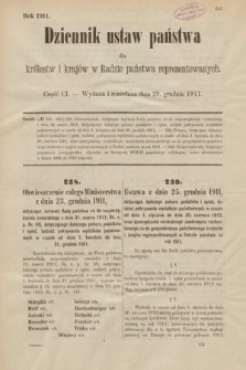 Dziennik Ustaw Państwa dla Królestw i Krajów w Radzie Państwa Reprezentowanych. 1911, cz. 101