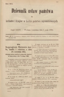 Dziennik Ustaw Państwa dla Królestw i Krajów w Radzie Państwa Reprezentowanych. 1912, cz. 35