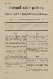 Dziennik Ustaw Państwa dla Królestw i Krajów w Radzie Państwa Reprezentowanych. 1912, cz. 65