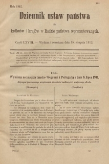 Dziennik Ustaw Państwa dla Królestw i Krajów w Radzie Państwa Reprezentowanych. 1912, cz. 68