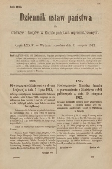 Dziennik Ustaw Państwa dla Królestw i Krajów w Radzie Państwa Reprezentowanych. 1912, cz. 74