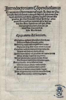 Introductorium Co[m]pendiosum in Tractatum Spere [!] material[is] m[a]g[ist]ri Ioa[n]nis de Sacrobusto Que[m] abbreuiauit et almagesti Sapie[n]tis Ptoholomei Clanudii [...] ex pbeludio [!] progeniti