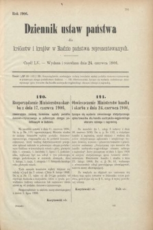 Dziennik Ustaw Państwa dla Królestw i Krajów w Radzie Państwa Reprezentowanych. 1906, cz. 55