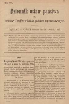 Dziennik Ustaw Państwa dla Królestw i Krajów w Radzie Państwa Reprezentowanych. 1917, cz. 70