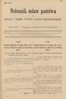 Dziennik Ustaw Państwa dla Królestw i Krajów w Radzie Państwa Reprezentowanych. 1917, cz. 71