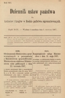 Dziennik Ustaw Państwa dla Królestw i Krajów w Radzie Państwa Reprezentowanych. 1917, cz. 99