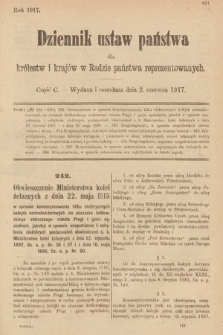 Dziennik Ustaw Państwa dla Królestw i Krajów w Radzie Państwa Reprezentowanych. 1917, cz. 100