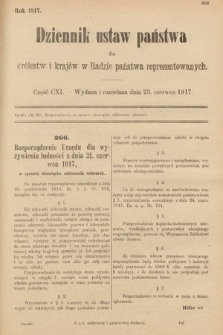 Dziennik Ustaw Państwa dla Królestw i Krajów w Radzie Państwa Reprezentowanych. 1917, cz. 111
