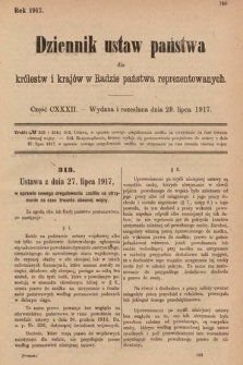 Dziennik Ustaw Państwa dla Królestw i Krajów w Radzie Państwa Reprezentowanych. 1917, cz. 132