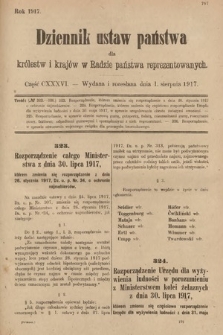 Dziennik Ustaw Państwa dla Królestw i Krajów w Radzie Państwa Reprezentowanych. 1917, cz. 136