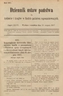 Dziennik Ustaw Państwa dla Królestw i Krajów w Radzie Państwa Reprezentowanych. 1917, cz. 146