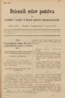 Dziennik Ustaw Państwa dla Królestw i Krajów w Radzie Państwa Reprezentowanych. 1917, cz. 162