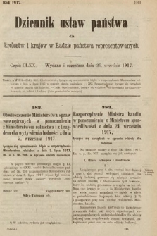 Dziennik Ustaw Państwa dla Królestw i Krajów w Radzie Państwa Reprezentowanych. 1917, cz. 170